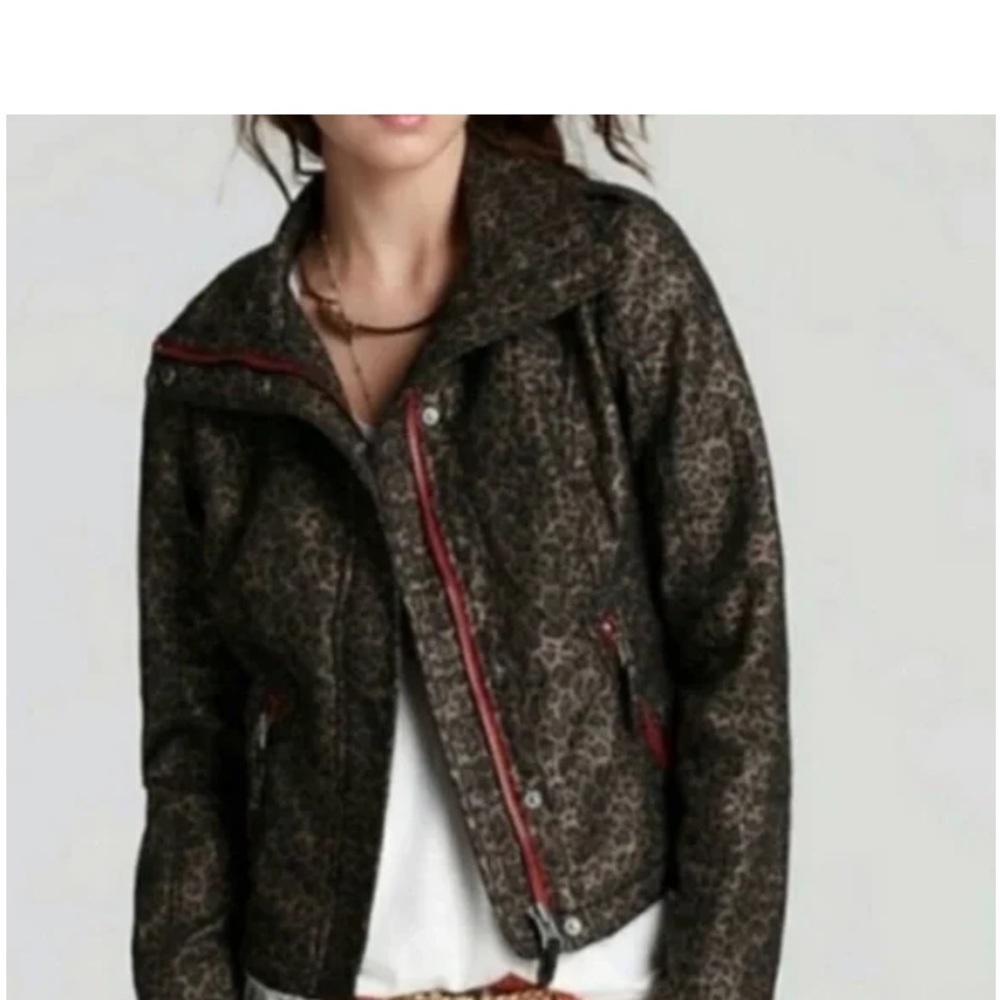 F r e e People | We The Free Leopard Pop Moto Jacket - Picture 3 of 13